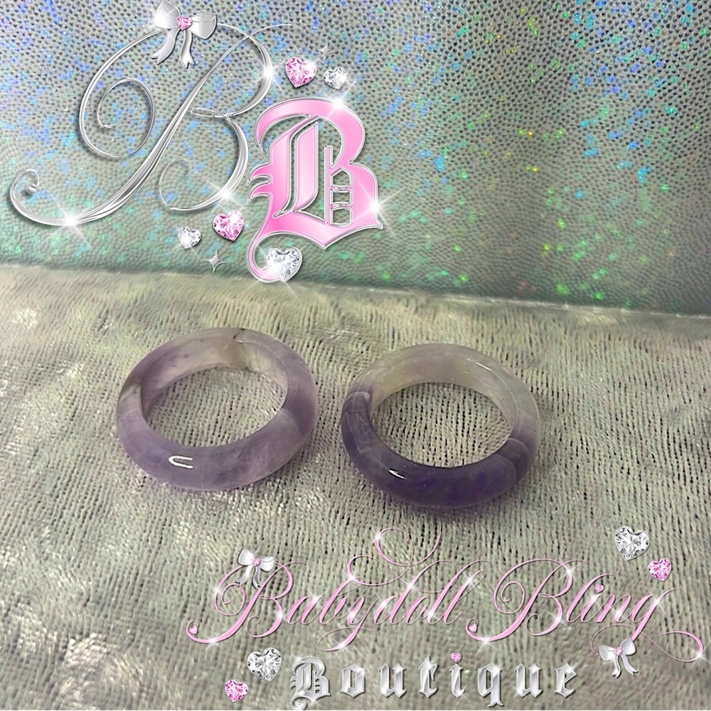 Amethyst rings crystal healing purple geodes natural rocks ring bands 💍